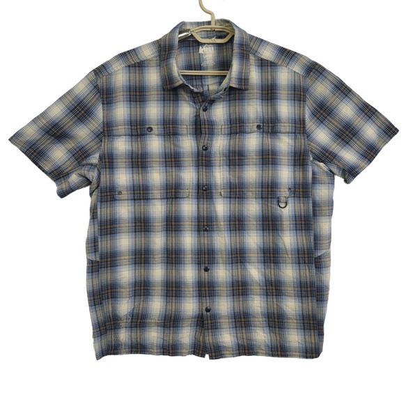 REI Other - Rei Coop Button up Shirt Mens Blue Large Short Sleeve Plaid Outdoor Vented